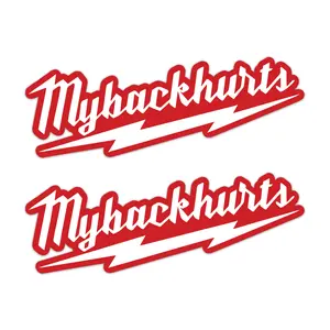 Waukee Back Pain Stickers - High Quality Vinyl Decals - Hard Hat Sticker - Tool Box Decal