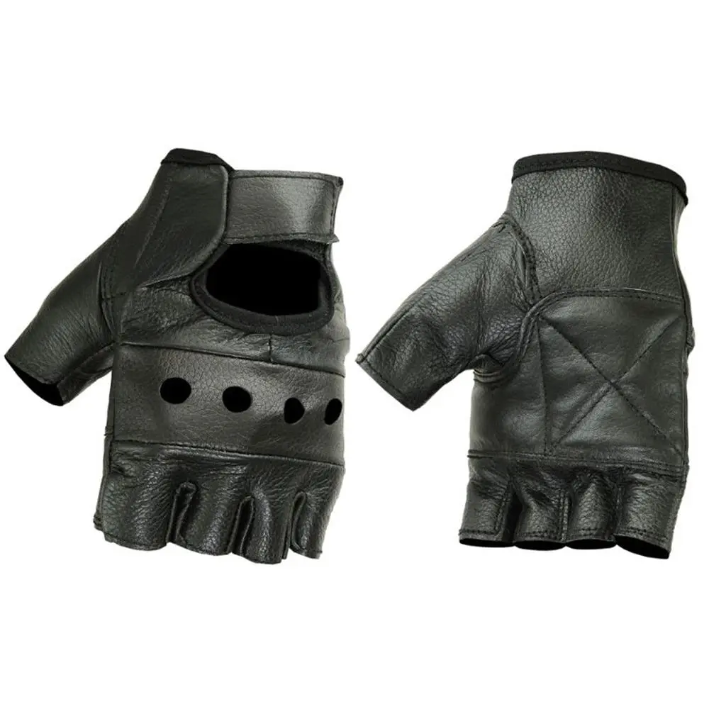 Road Reaper - Men's Leather Motorcycle Fingerless Gloves