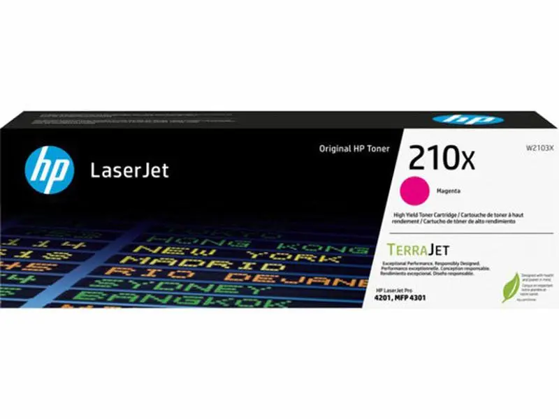 HP 210X (W2103X) High Yield Original LaserJet Magenta Toner Cartridge - Magenta Print, Reliability, Consistent Page Output, Compatible with HP Color LaserJet 4201dn & Select Printers
