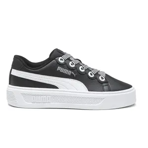 PUMA Womens Smash Platform V3 Thick Laces Up Platform Sneakers Shoes Casual - Black