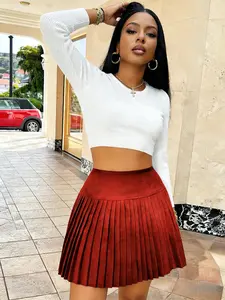 Athleisure Y2K Bold Color Pleated Mini Skirt | Edgy Sporty Vibe Bottoms Preppy Athleisure Pleated Skirt | Campus Sporty Daily Staple Bottoms Lazy Girl Athleisure Pleated Mini Skirt | Cozy Sporty Everyday Bottoms