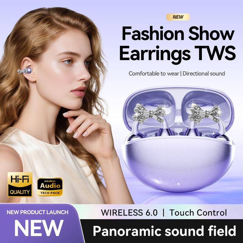 CHENRUIDA GL8 Clip On Wireless Headphones with 2025 Bluetooth 6.0 for Faster Stable Connection Low Power Use DT6.0 Pulse Directional Tech 360° ACS Panoramic Sound IPX7 Waterproof Audio Earbuds for Music&Calls Comfortable for Sports New Ear Accessories TWS