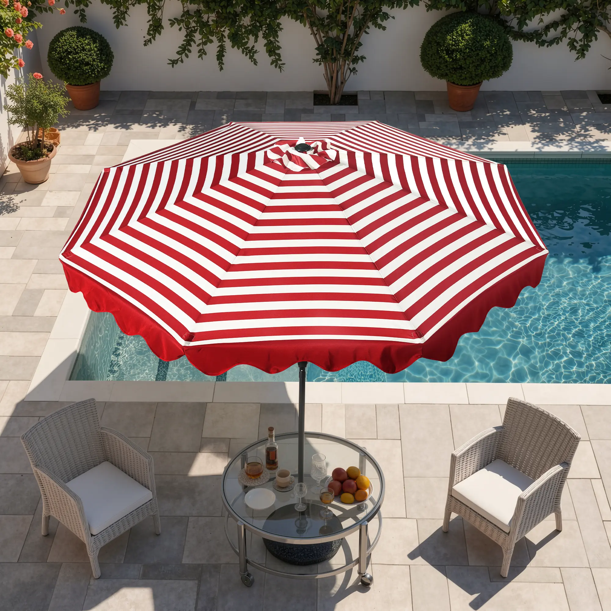 CAODOC 10FT Outdoor Patio Umbrella Table Market Umbrella with Push Button Tilt and Crank, 8 Sturdy Ribs, UV Protection Waterproof for Garden, Lawn, Deck, Backyard, Pool
