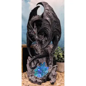 Large Euranius Drake Elder Dragon Guarding LED Light Crystal Elements Statue
