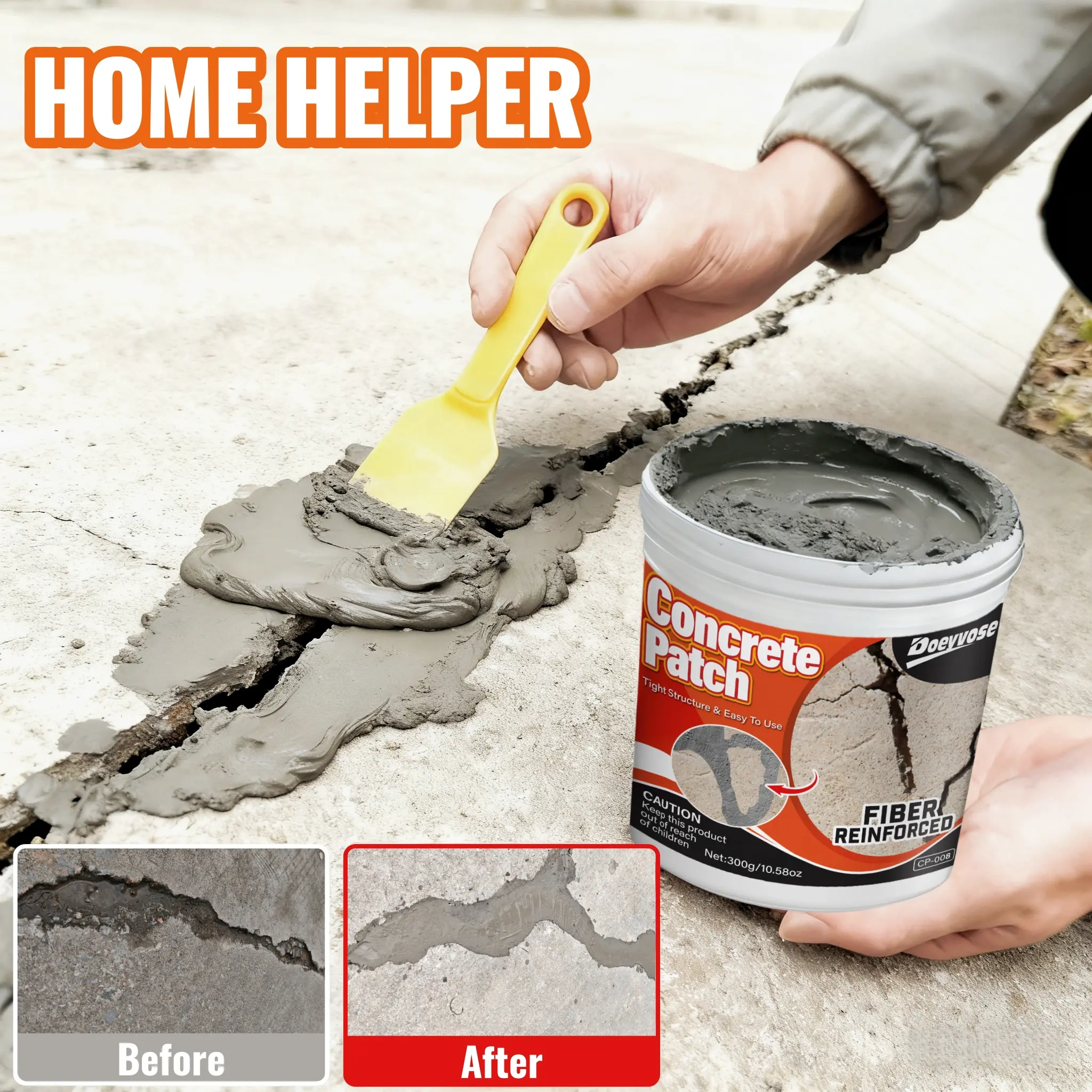 Waterproof Fast-Drying Concrete Repair Paste, Multi-Purpose Anti-Crack Cement for RV and Home, Indoor & Outdoor Floor Crack Repair