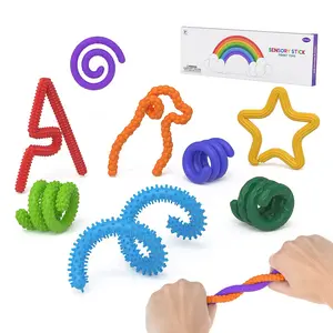 8pcs Bendable Sensory Sticks - Silent Fidget Toys with Twist & Connect Design, Colorful Silicone Balls & Star-Shaped Pieces, Durable Plastic Handles for Indoor/Outdoor Play, Perfect for Kids & Adults, Indoor Outdoor Toys | Vibrant Fidget Toys | Flex