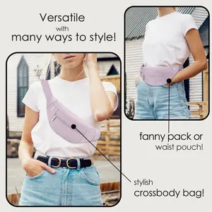 Large Crossbody Fanny Pack with 4-Zipper Pockets,Gifts for Enjoy Sports Festival Workout Traveling Running Casual Hands-Free Wallets Waist Pack Phone Bag Fits All Phones