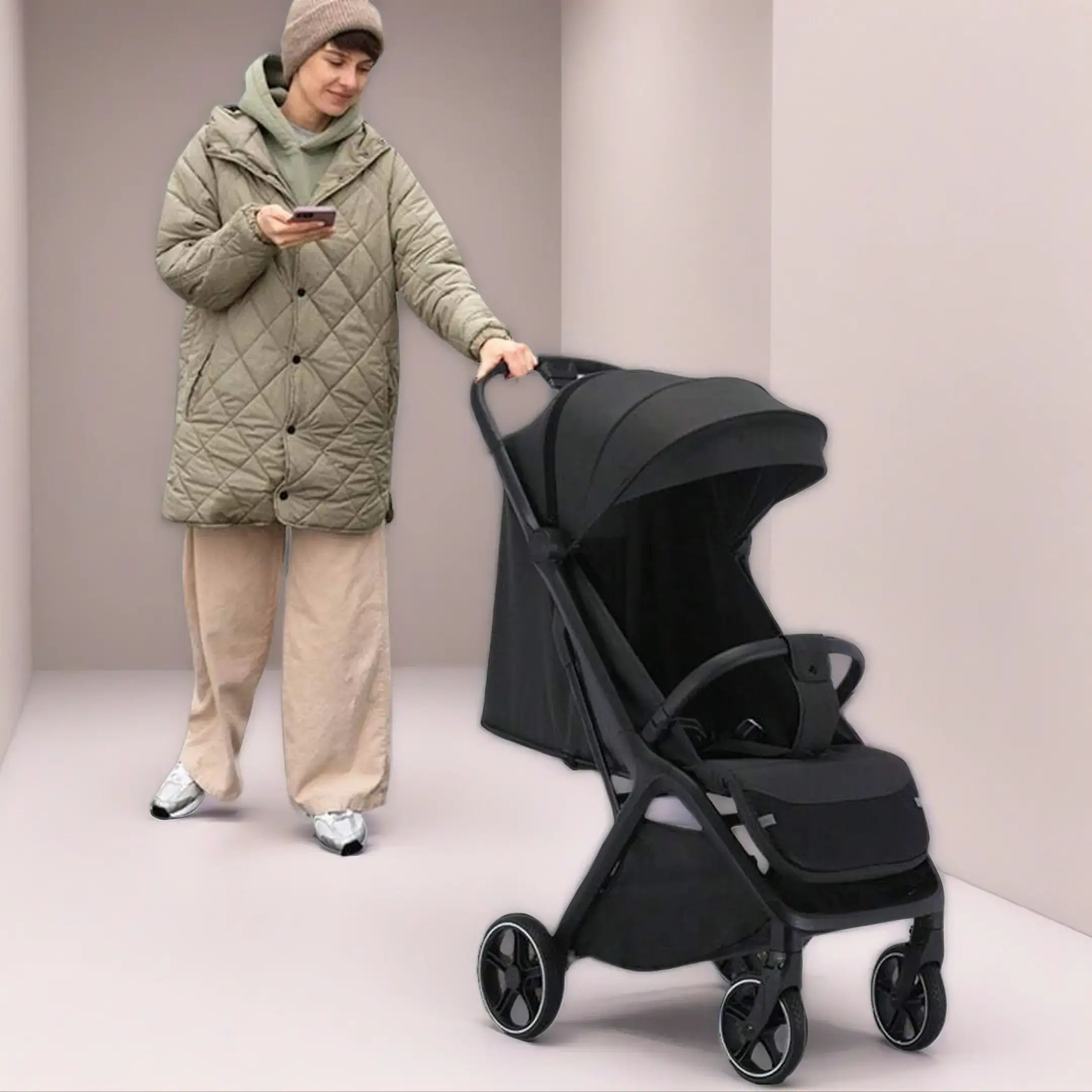 Compact Travel Baby Stroller - Lightweight Foldable Stroller with 1-Touch Folding, Widened Sunshade, Adjustable Backrest, Breathable Mesh, Easy-to-Carry Baby Travel Gear, Sun Protection, Unisex, Smooth, Stroller Toddler