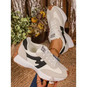 New Vintage Almond Shoes for Women, Chunky Platform Height-Increasing Trainers, Korean Casual Sport Dad Shoes, PU Leather, All Seasons