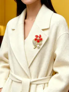 Women's Floral Brooch Pin, Elegant Clothing Accessory, Perfect for Dresses &, Stylish Flower Design Jewelry