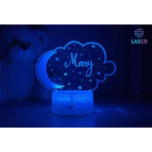 Moon & Cloud Kids Personalized Acrylic Night Light