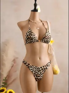 Women's Sexy Bikini Two-Piece Set, Strappy Triangle Top, Fashion Beachwear Fit, Comfortable Swimsuit, Perfect for Summer