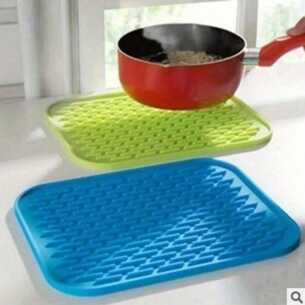 1 Pair Silicone Trivet Heat Resistant Placemats, High-Temp Scald-Proof Kitchen Dining Table Protection Mats, Multi-Use Kitchenware Coasters, Heat Resistant Placemat