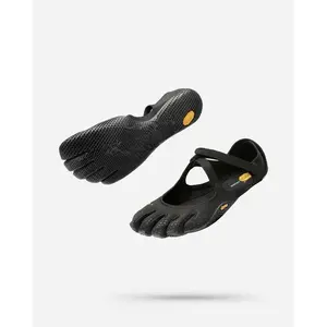 Black Five-Toe Minimalist Barefoot Shoes | Non-Slip Yoga & Training Footwear with Adjustable Strap