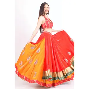 Red and Yellow Full Flare Chaniya Choli Set