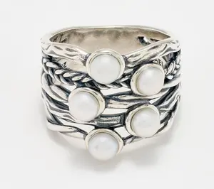 Or Paz Sterling Silver Freshwater Pearl Multi-Row Ring