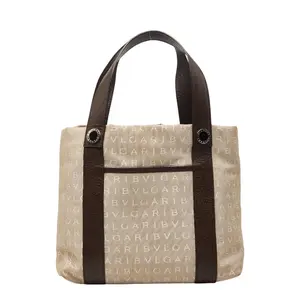 Pre-owned Bvlgari Canvas Shoulder Bags Logo Mania Leather Handbag