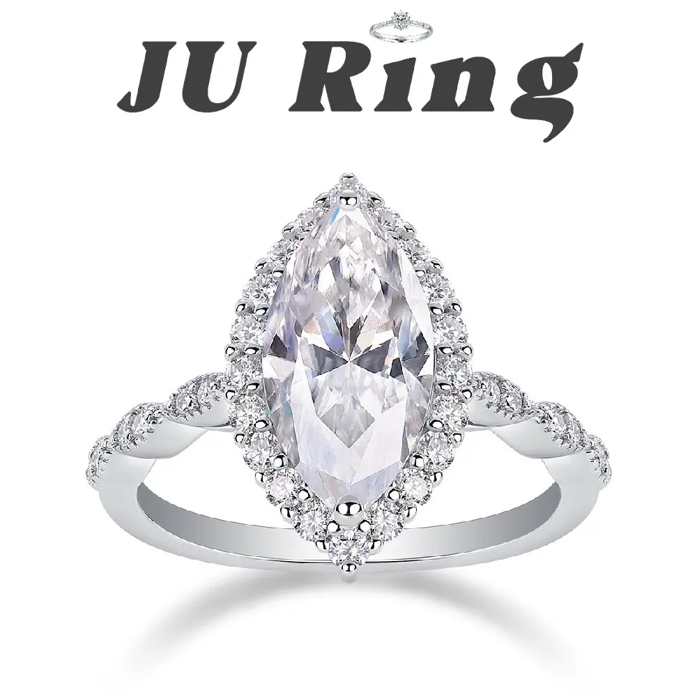 #1 (Marquise Cut Halo) 3 ct S925 Sterling Silver Lab-Grown Moissanite VVS1 D Main Ring Gifts for Women Stacks Engagement Wedding Rings Bridal Rings