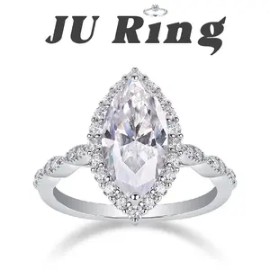 #11 C1  (Halo Marquise) 3 ct 925 Sterling Silver Lab-Grown Moissanite Main Ring Gifts for Women Stacks