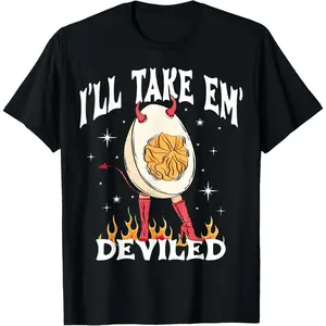 Humorous Autumn Thanksgiving Deviled Egg T Shirt for Men