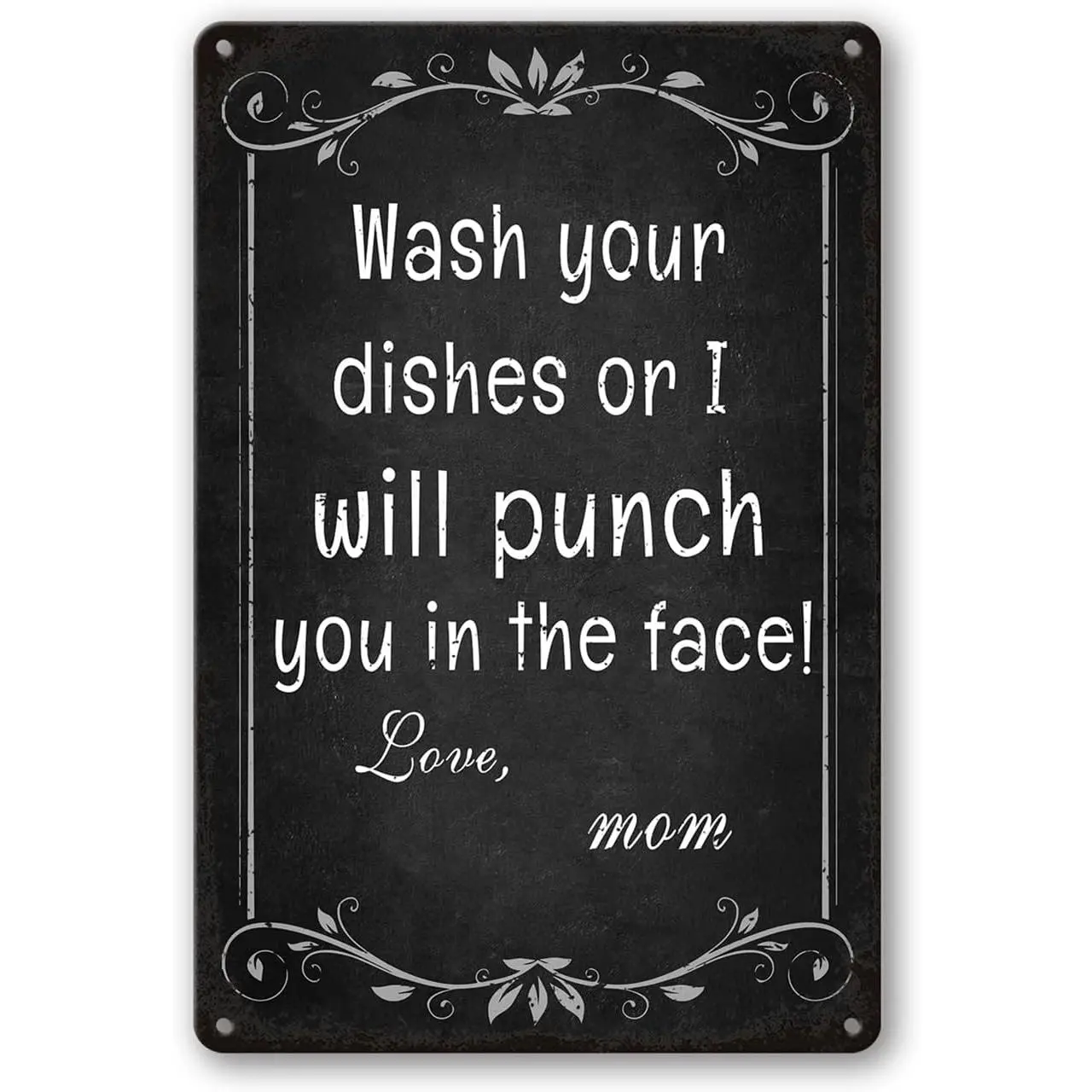 Kitchen Signs Wall Decor Funny Metal Tin Sign Kitchen Sets For Home Decorations Wash Your Dishes Or I Will Punch You In The Face Love Mom Coffee Bar Signs Decor House Rules Clean Your Dishes Sign