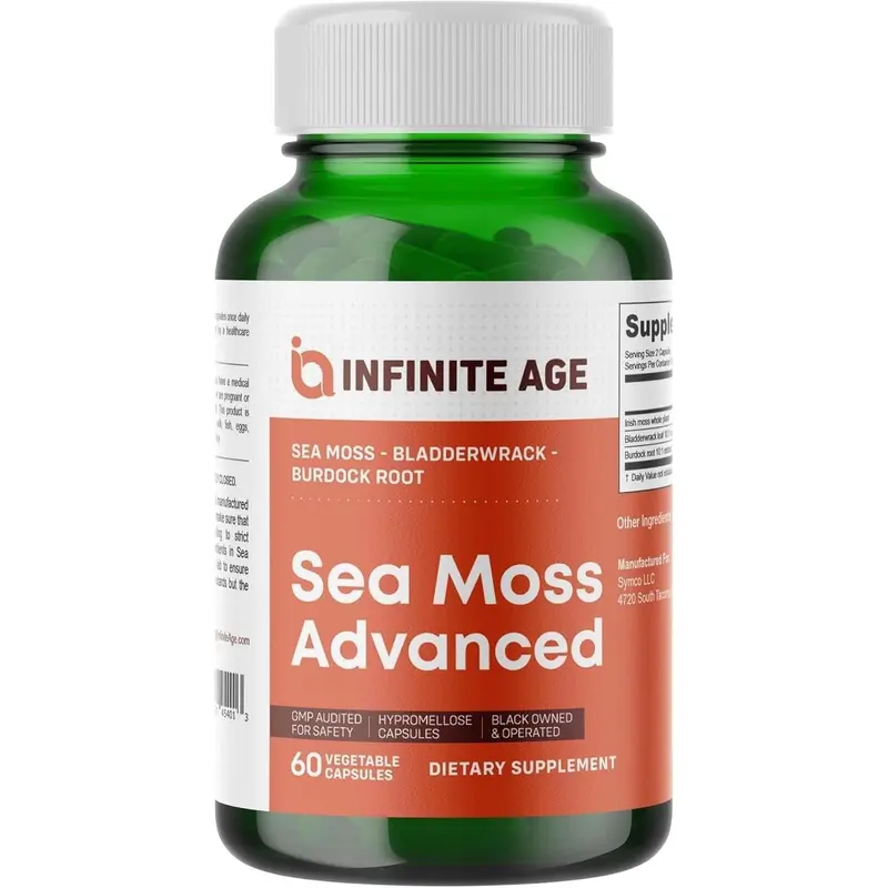 INFINITE AGE 1250mg Sea Moss Advanced Superfood, High-Potency, Vegan - 60 Count