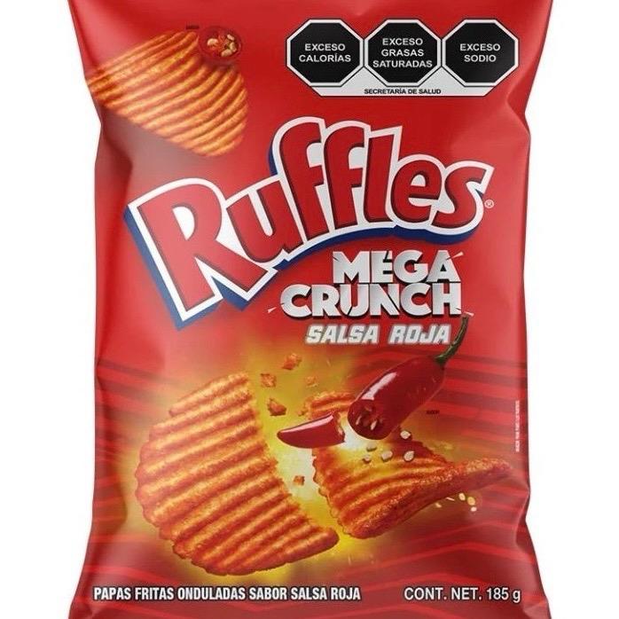 RUFFLES MEGA CRUNCH SALSA ROJA 50g Box w/5 bags Mexican Snacks