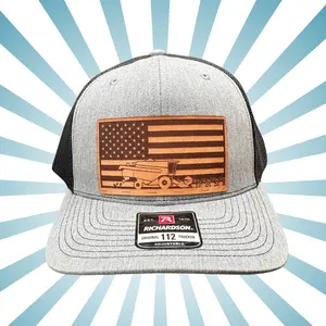 American Flag Combine Tractor Farmer hat
