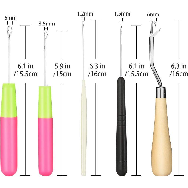 13 Pieces Tool Set, Includes 5 Pieces Latch Hook Crochet Needles, 3 Pieces Dreadlocks Crochet Hook and 5 Pieces Locking Hair Extensions Tool for Locs, Sisterlocks, Easyloc Hair Haircare Heatless