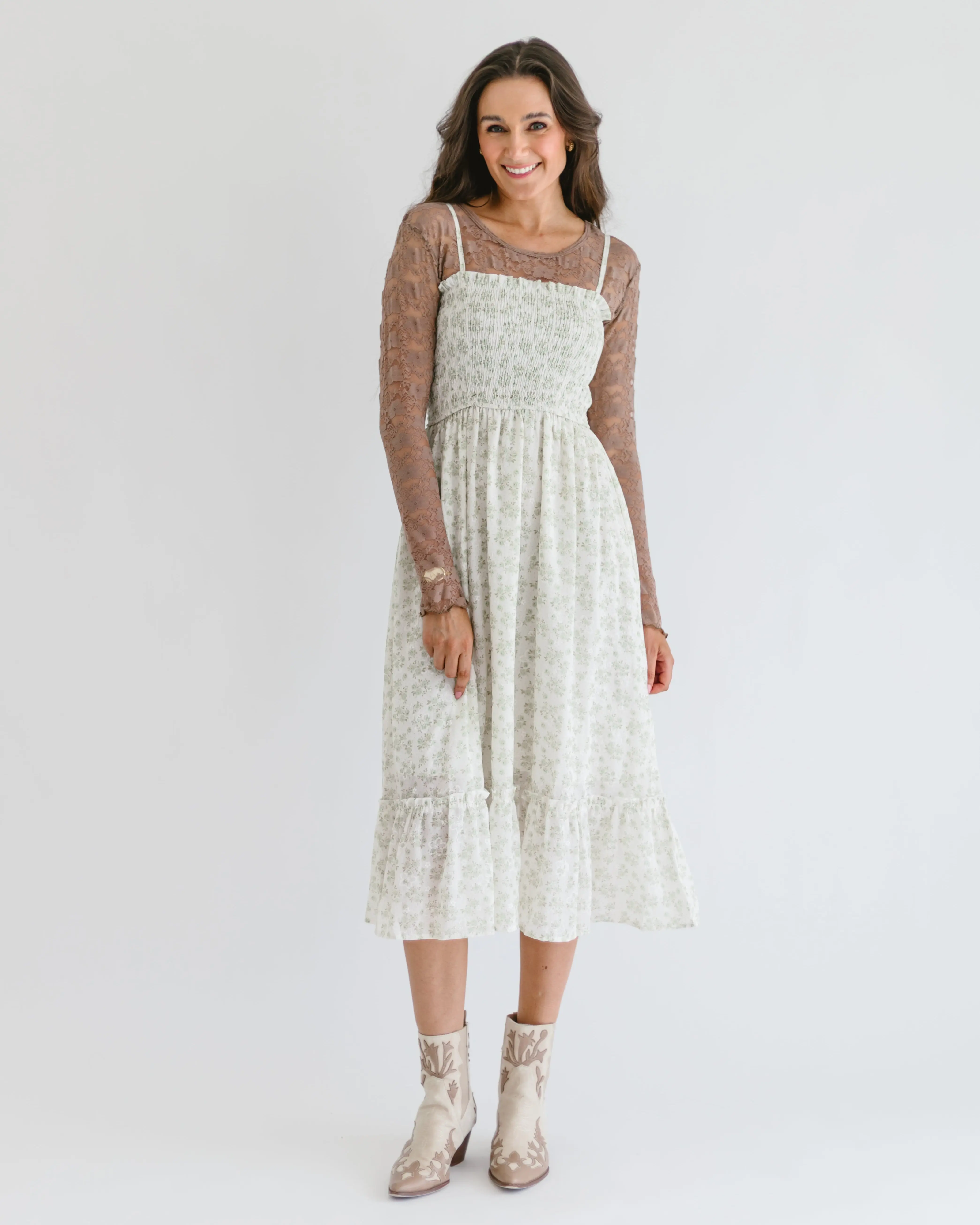 Smocked Floral Dress