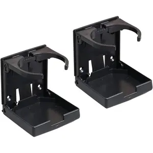 2PCS Adjustable Folding Drink Holder with Screws and Tapes, Folding Automotive Cup Holders for Car Truck Boat Van. (Black)