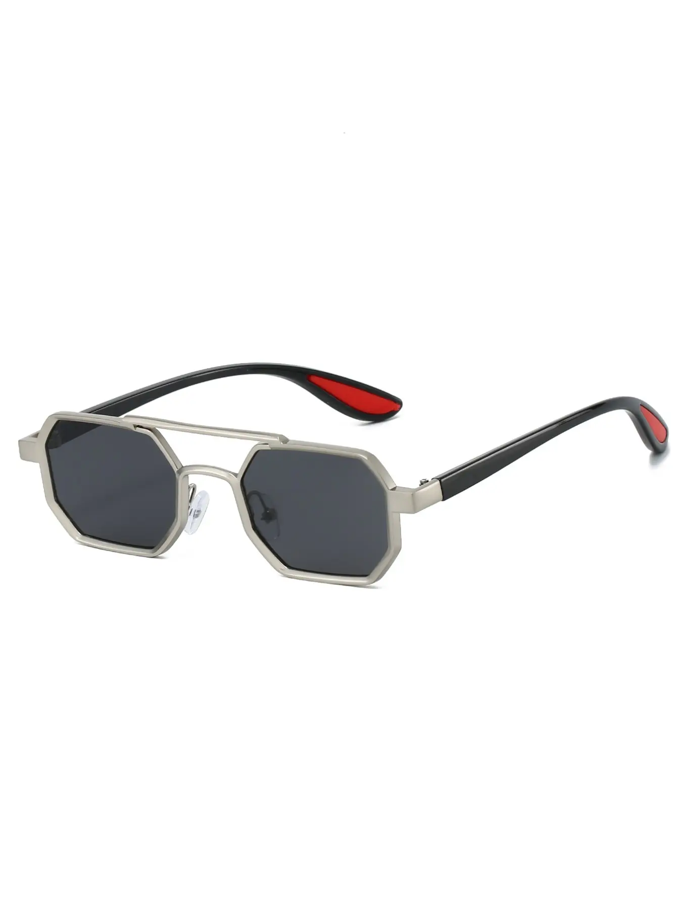 New Polygon Large Frame Fashion Sunglasses, Trendy Metal Frame Spliced Leg Design, Unique High-End Style Eyewear for Men and Women, All Seasons, Polygon Shape Sunglasses, Trendy Casual Sunglasses, Trendy Fashion Shades