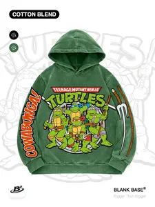 Ninja Turtle Cotton Blend Hoodie, Heroes in a Half Shell Print, Loose Fit Casual Sweatshirt, Unisex Sports Wear, Breathable Fashion