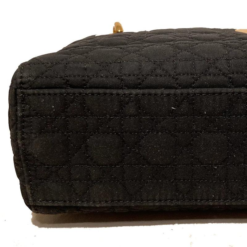 Pre-owned CHRISTIAN DIOR Nylon Top Handle Bags Black Mini Lady Dior Bag