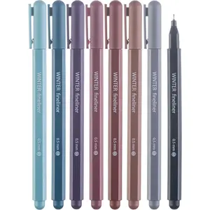 Fine Tip Pens, 8  Pens No Bleed Through, Assorted Colors, 0.5mm Fine Point Fineliner Markers for Journaling,  Study Journaling Supplies and Accessories (Winter)