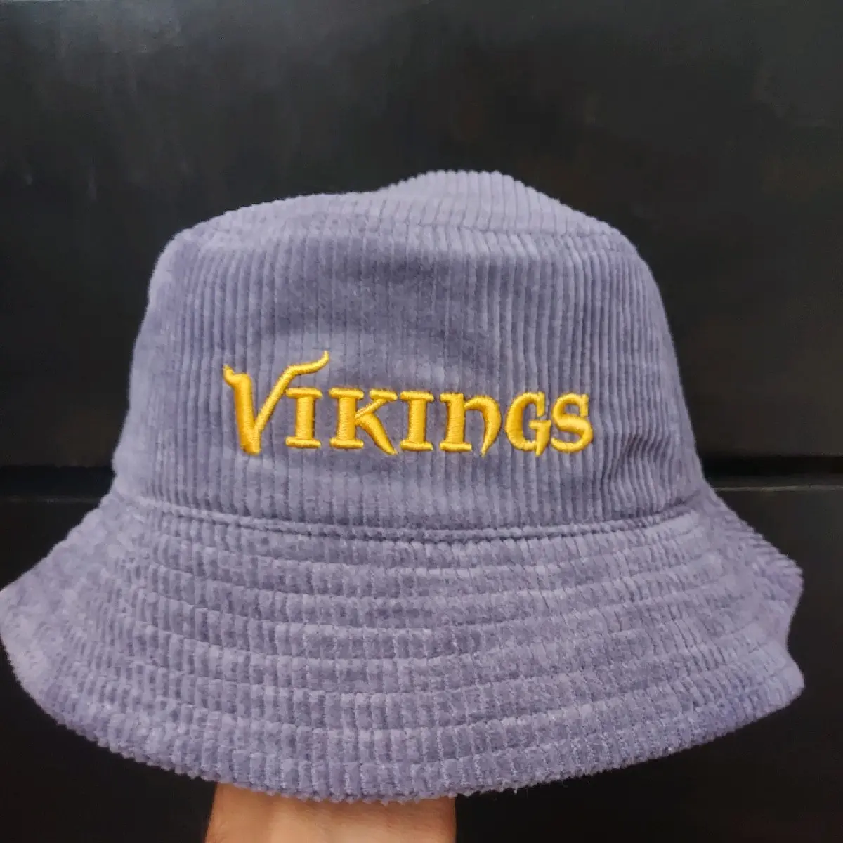custom 3d embroidered Vikings corduroy bucket hat