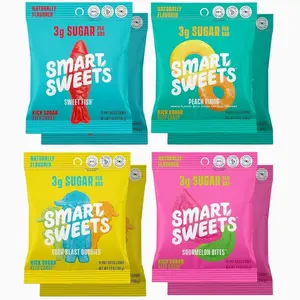 SmartSweets Variety Pack, Gluten Free Gummies, Plant Based Snacks for Adults & Kids, Chewy Candy, Low Sugar, Includes Sweet Fish, Sourmelon Bites, Peach Rings & Sour Blast Buddies, 50g Bags, 8 Pack