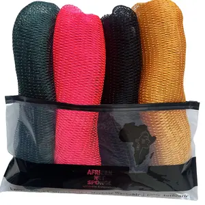 4 Piece African Exfoliating Net Sponge Bundle,Ethically Sourced from Nigeria Bath Sponge Bath Sponge Shower