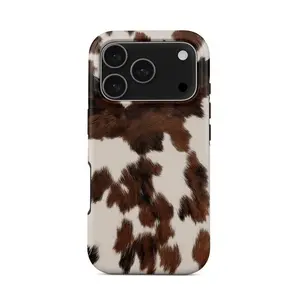 Brown and white phone case - Western cow pattern iPhone 17, 16, 15, 14, 13, 12, 11, X, and Samsung models, smart protective case. A perfect holiday gift for friends or family.