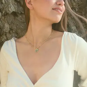 Prosperity Necklace; gold chain layered necklace made with peridot gemstones and lotus charm pendant, peridot necklace, august birthstone