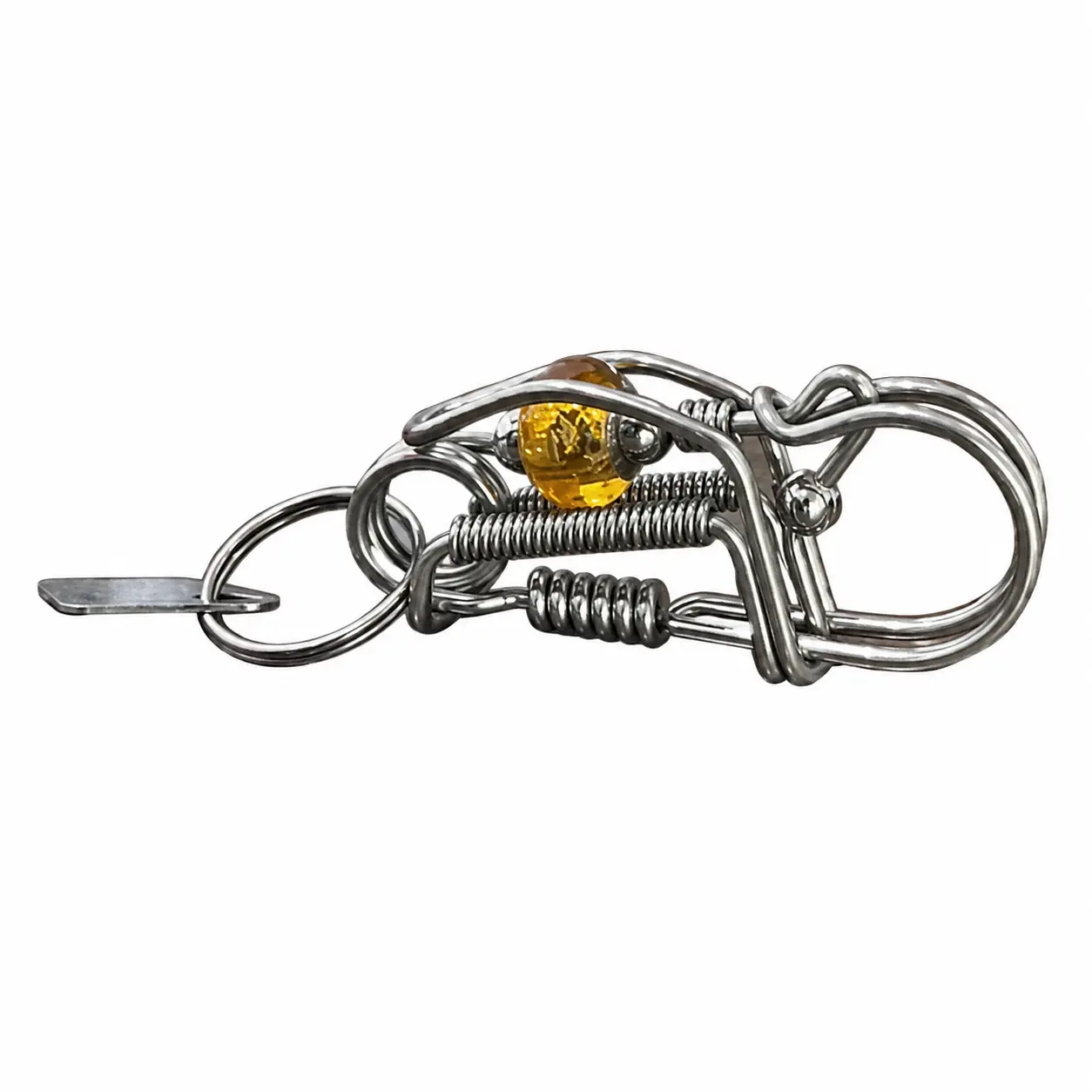 304 Stainless Steel Keychains with Motor Shape Handmade Keychains Solid Design Red Gem Accent