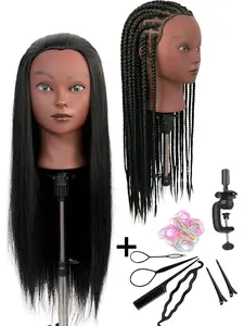 Mannequin Head with Hair for Braiding, 26 Inch Practice Hair Mannequin Head, Hairstyling Training Manikin Doll, Ideal for Hairstyling