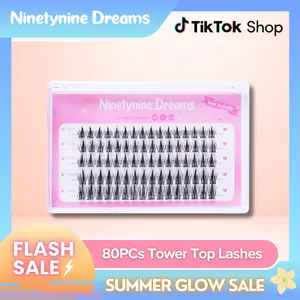 Ninetynine Dreams 80PCs Tower Top Style Lashes | Manhua Anime Douyin Style Semi-Dramatic Lash Clusters 9-13mm C+ Curl, Natural-to-Glam Look, Waterproof, Reusable & Long-Lasting Ultra-Thin Band Beginner Friendly DIY False Eyelashes Clusters