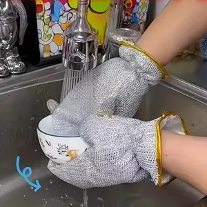 Durable Dishwashing Gloves, Non-Stick Oil Grid Design Kitchen Cleaning Accessories, Essential Home Care Essentials, Cleaning Supplies