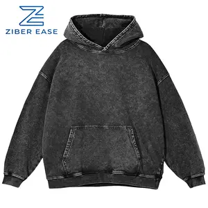 Mens Vintage Oversized Hoodie Acid Wash Couples Polyester mixed with cotton Pullover with Front Pocket Comfortable Casual Streetwearpian