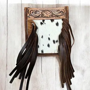 Kids cowhide & tooled crossbody bag