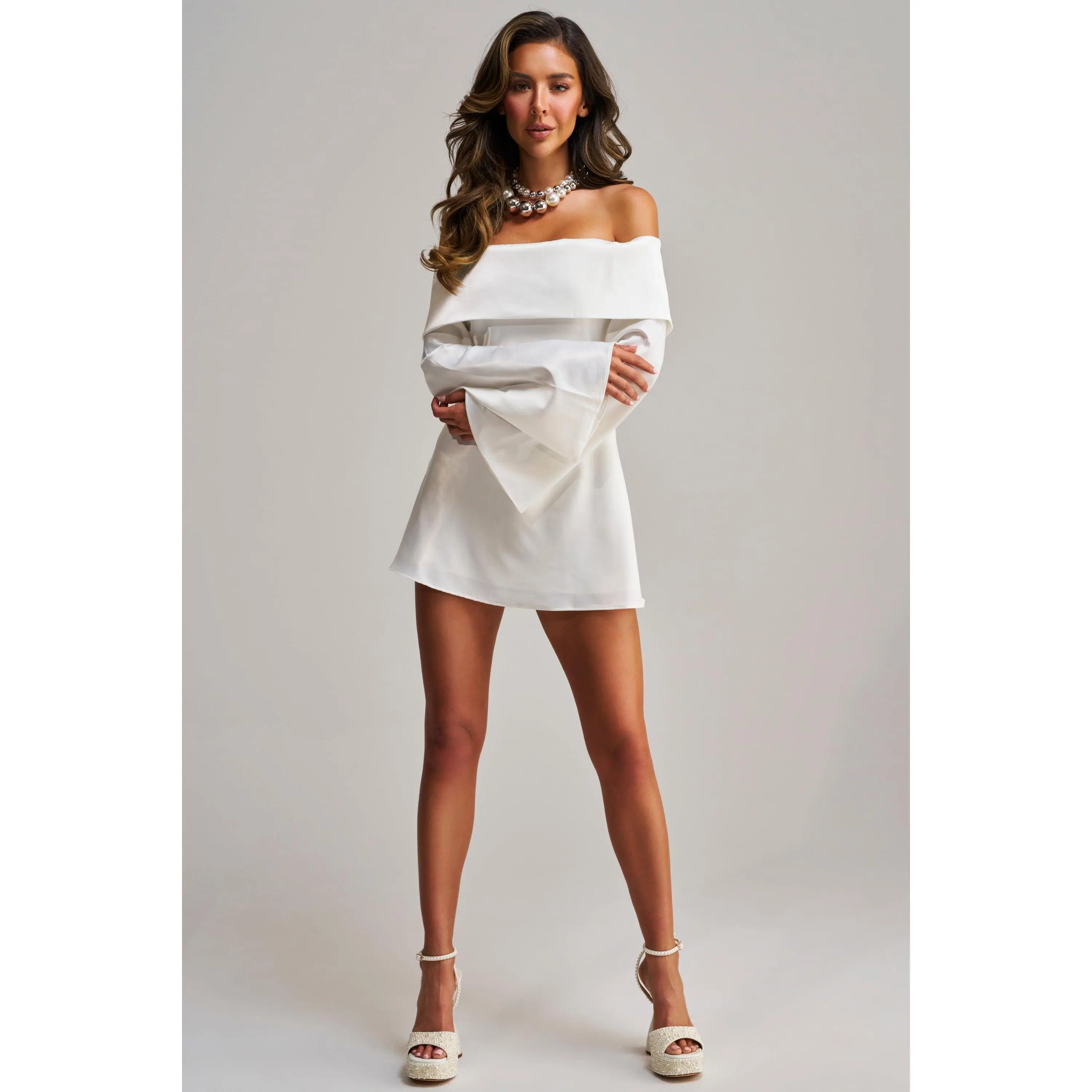 CLASSY YET SASSY LONG SLEEVE SATIN MINI DRESS
