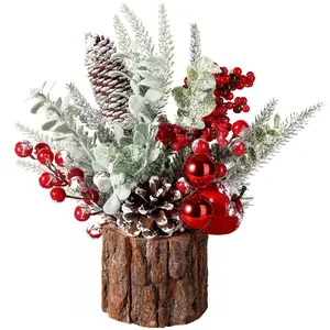 Artificial Mini Tabletop Christmas Tree Decorations with Christmas Ornaments