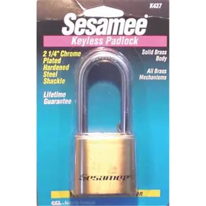 212 MAIN CCL 197-0437 Sesamee Keyless Combination Lock, Brass Body Marine Padlock for Motorcycle Security