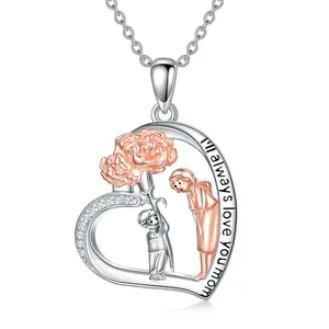 S925 Sterling Silver Tree of Life Heart Necklace with Emerald Green Crystal, Meaningful Mother's Day Jewelry Gift for Mom/Grandma